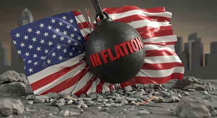 Inflation Crushes American Economy: A Depiction of Financial Crisis Impacting the United States