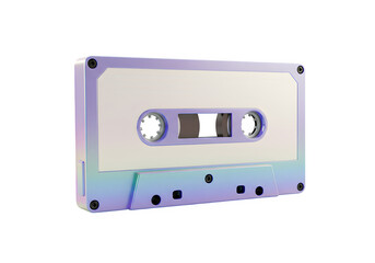Fototapeta premium Iridescent Cassette Tape 3d rendered, isolated on white or transparent background. PNG