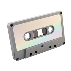 Obraz premium Iridescent Cassette Tape 3d rendered, isolated on white or transparent background. PNG