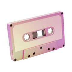 Obraz premium Iridescent Cassette Tape 3d rendered, isolated on white or transparent background. PNG