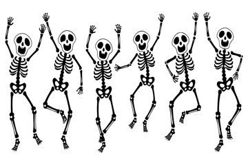 Funny Dancing Skeletons Vector Illustration