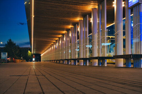 Modern Bus Stops at Terminal D, Tallinn, Estonia - Evening Cityscape