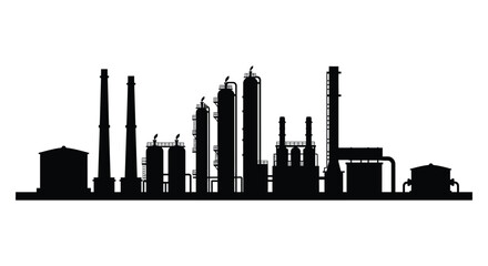 Obraz premium industrial plant silhouette showing tall chimneys and structures