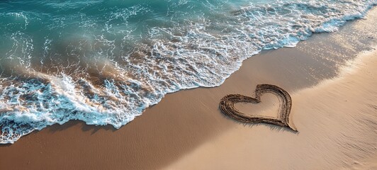 Heart Drawn In Sand By Sea
