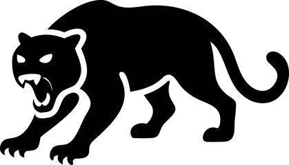 Obraz premium Fierce Black Panther Roaring with Claws Extended - A Symbol of Power and Danger