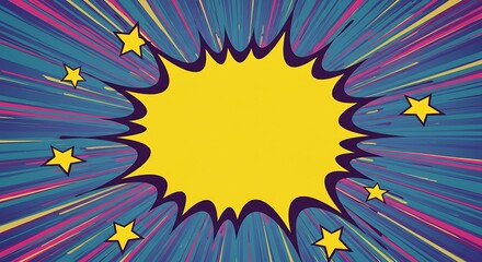 Explosion Comic Book Style Background with Stars.
