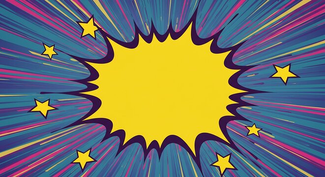Explosion Comic Book Style Background with Stars.