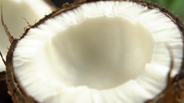 Close up coconut halves