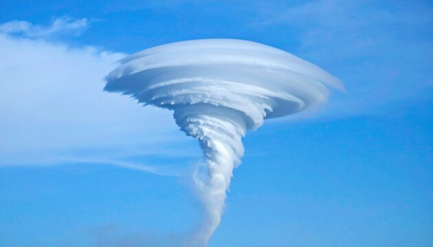Whirlwind cloud formation against a clear blue sky - Powered by Adobe