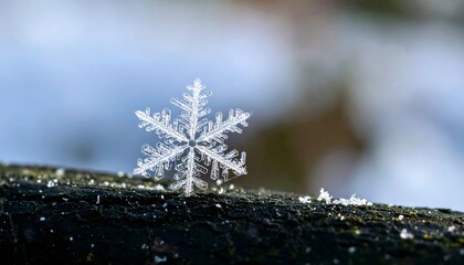 Detailed snowflake on a branch