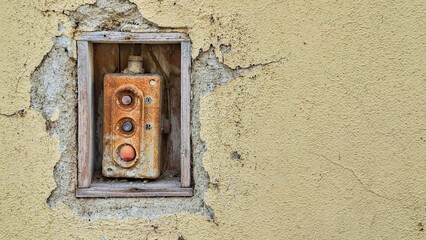 Rusty Wall Switch Box Vintage Textured Background Weathered Faded Patina