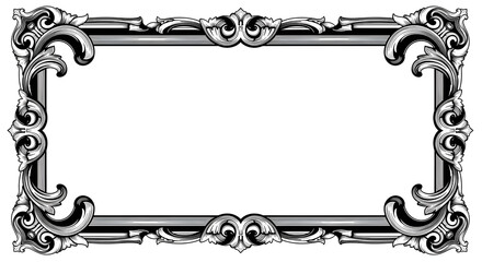 Elegant vintage ornamental frame with intricate scrollwork and decorative flourishes, perfect for...