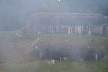 Brest, Belarus - Jule 25, 2022: Live reconstruction of the First World War. Russian and German...
