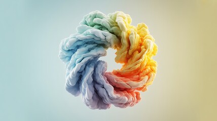 Abstract swirling vortex of colorful smoke, blending blues, greens, yellows, and oranges in a mesmerizing, ethereal, and artistic display