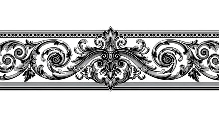 Elegant baroque border design with swirling acanthus leaves for classic invitation designs or...