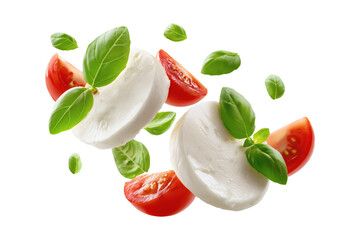 Mozzarella cheese slices isolated on transparent or white background, png