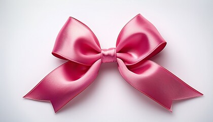 Fototapeta premium elegant pink bow ribbon on studio photography minimalist design isolated on white or white background