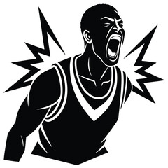 Basketball Player Shouting Energy Vector