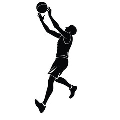 Basketball Player Hook Shot Illustration