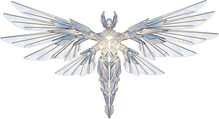 Stunning prismatic angel with iridescent wings radiating divine light and hope