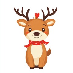 Cute illustration of christmas Rudolph animal cute decoration.