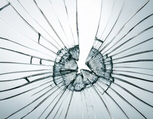 cracked glass effect with isolated on white background ai generated