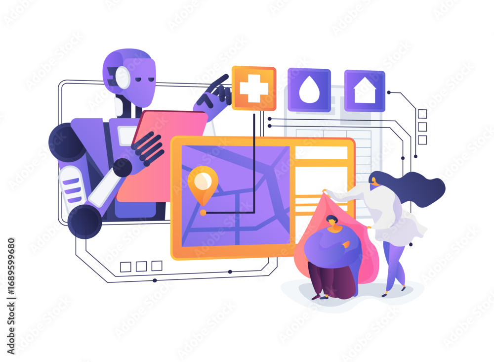 Poster ai-guided resource allocation optimization abstract concept vector illustration.