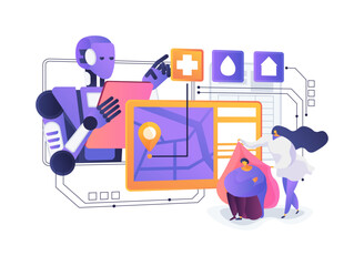 AI-Guided Resource Allocation Optimization abstract concept vector illustration.