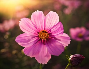 Obraz premium beautiful pink flower in nature garden