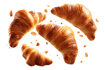Croissants isolated on transparent or white background, png