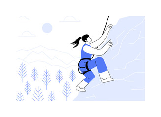 Rock climbing isolated cartoon vector illustrations.