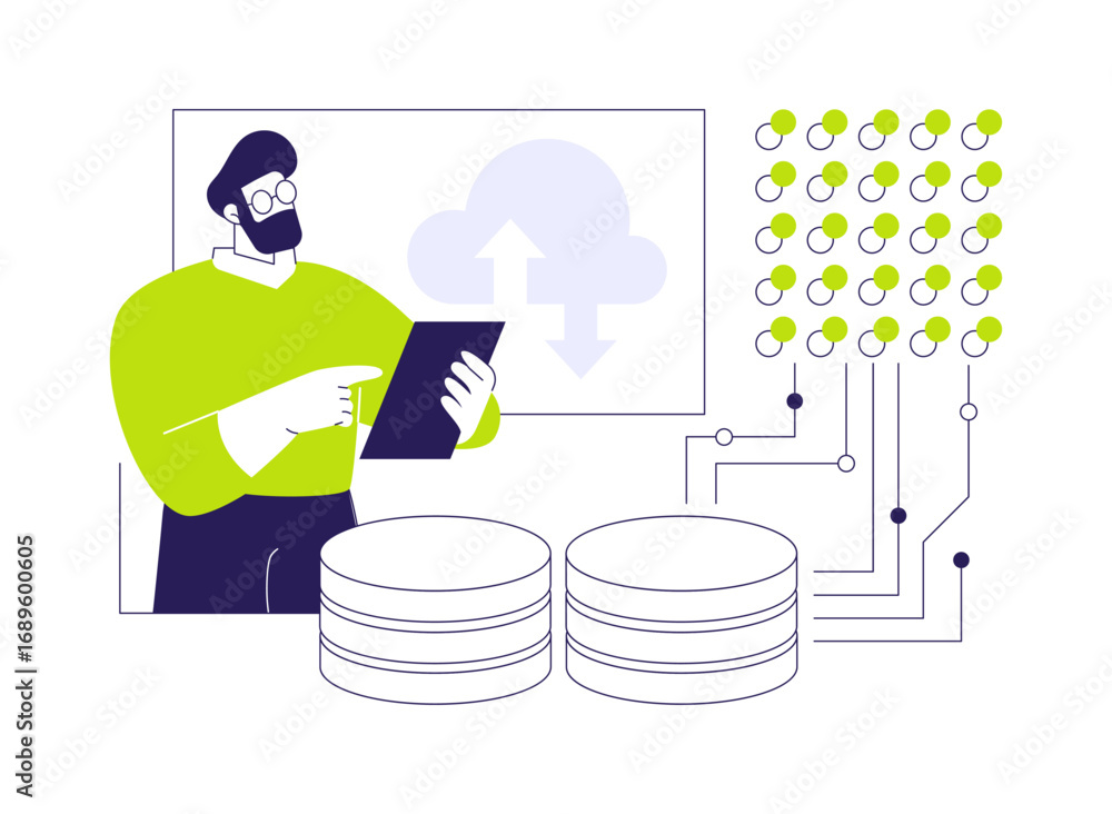 Poster data scientist abstract concept vector illustration.