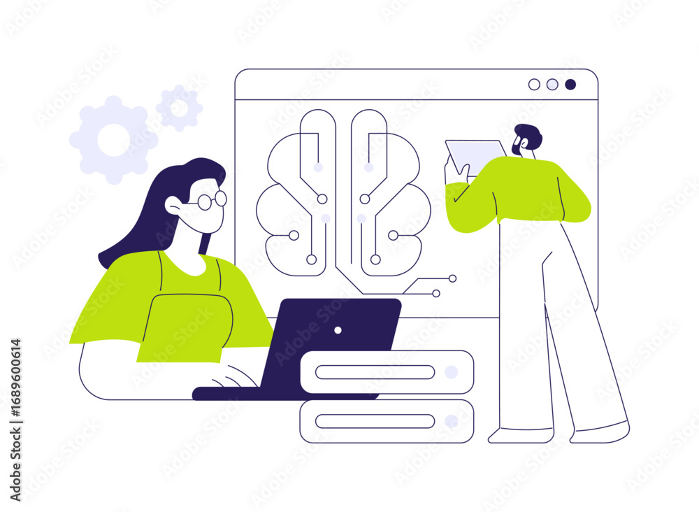 Aufkleber machine learning engineer ai architect abstract concept vector illustration.