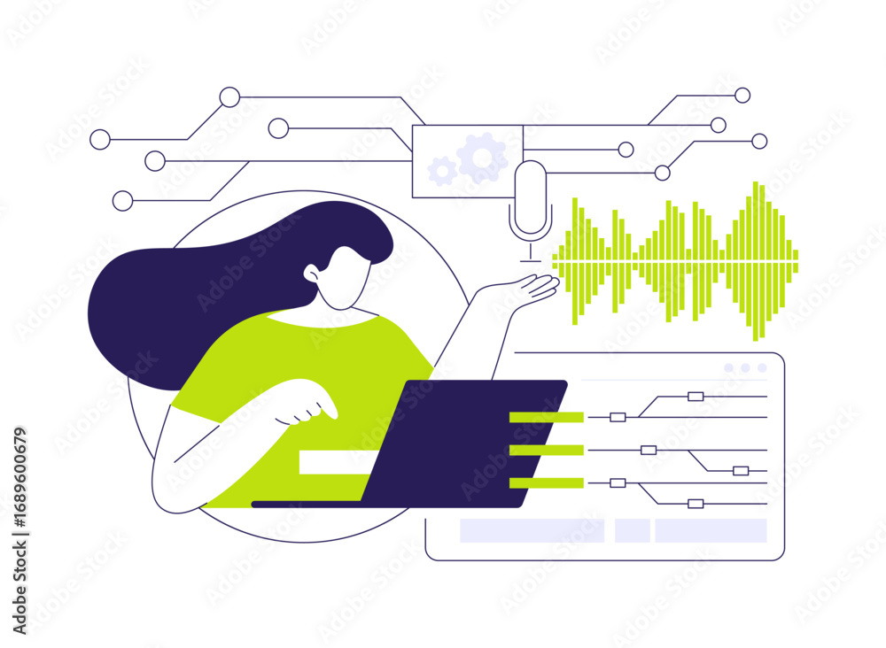 Poster computational linguist abstract concept vector illustration.