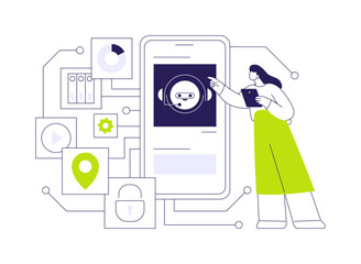 Intelligent bots abstract concept vector illustration.