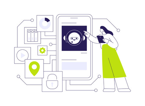 Intelligent bots abstract concept vector illustration.