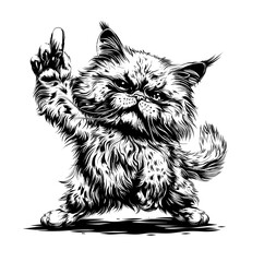 Persian cat standing with gesture illustration