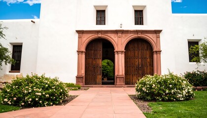 Fototapeta premium Historic white building with arched doors