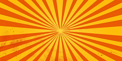 Fototapeta premium Vibrant retro sunburst background with grunge texture, perfect for energetic designs and bold statements.