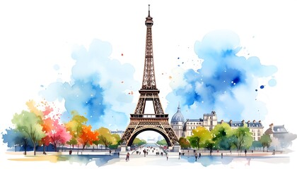Watercolor Eiffel Tower (2)