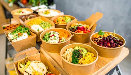 Fototapeta premium Variety of prepared food containers