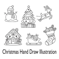 Christmas Santa House Decoration Illustration Bundle
