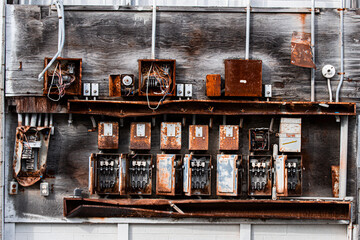 old rusty electrical switches