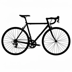 Silhouette of a road bicycle with drop handlebars and thin tires against a white background image view created with generative ai