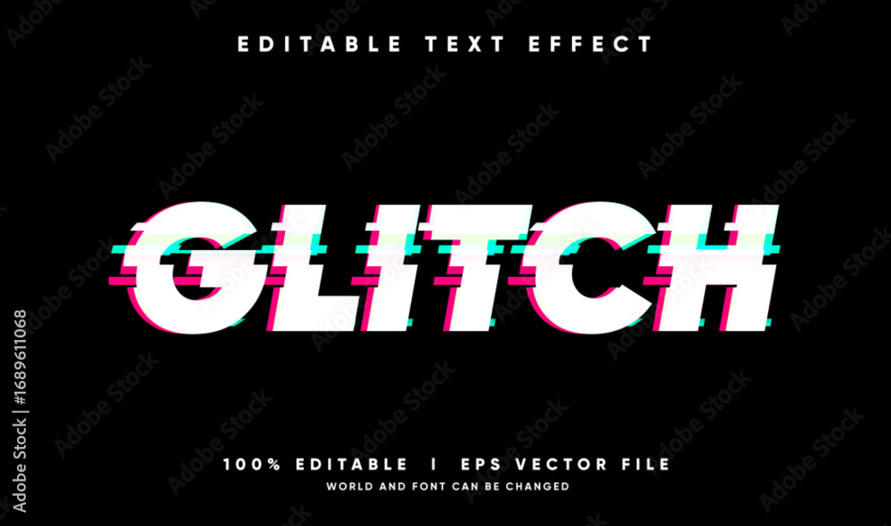 Aufkleber glitch black background vector text effect with modern style