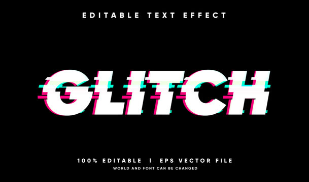glitch black background vector text effect with modern style