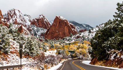 Snowy mountain road