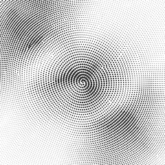 Black and White Halftone Spiral Dot Pattern &ndash; Abstract Optical Illusion Background with Radial Retro Design for Vintage Posters, Pop Art, Graphic Design, and Visual Texture Effects