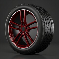 Obraz premium Red alloy wheel and tire