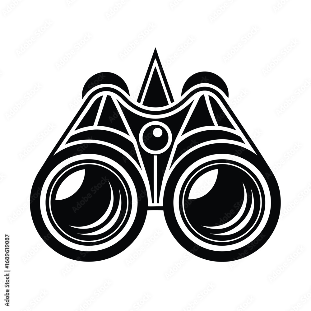 Poster black and white vector icon of a toxic hazard warning symbol with a geometric pattern, like a button